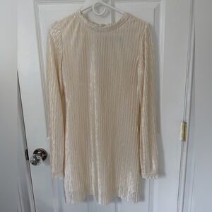 ANNA QUAN Leila plissé-satin mini dress in white